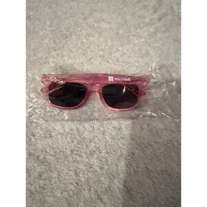 Microsoft Sunglasses Pink Translucent Logo Promo Tech Swag Wayfarer Style NWT